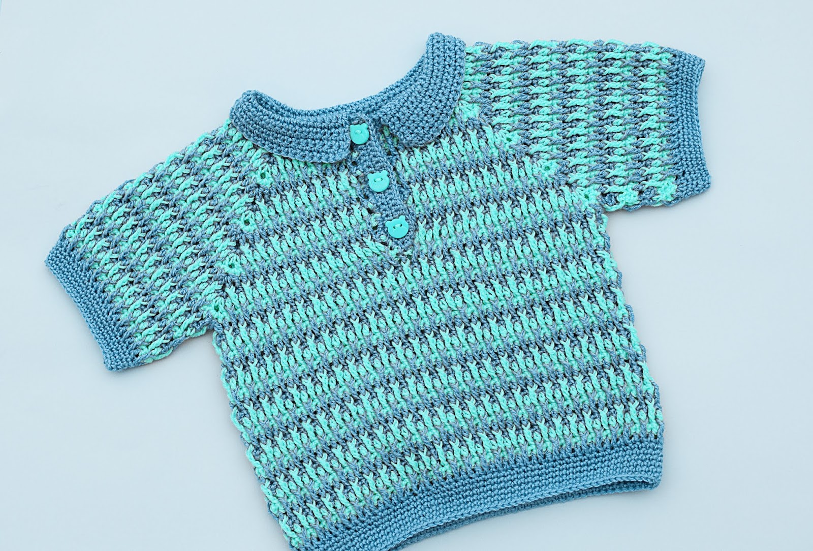 4 Imagen Crochet Polo azul y amarillo a crochet y ganchillo por