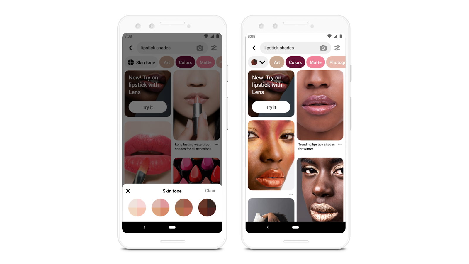 Su Pinterest è possibile provare prodotti makeup in Realtà Aumentata prima di acquistarli