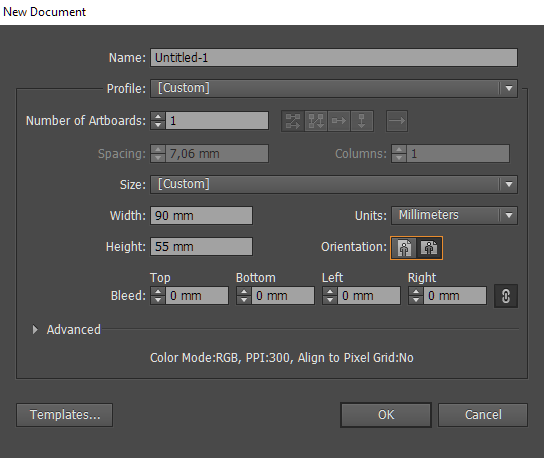 Id Card Size Illustrator