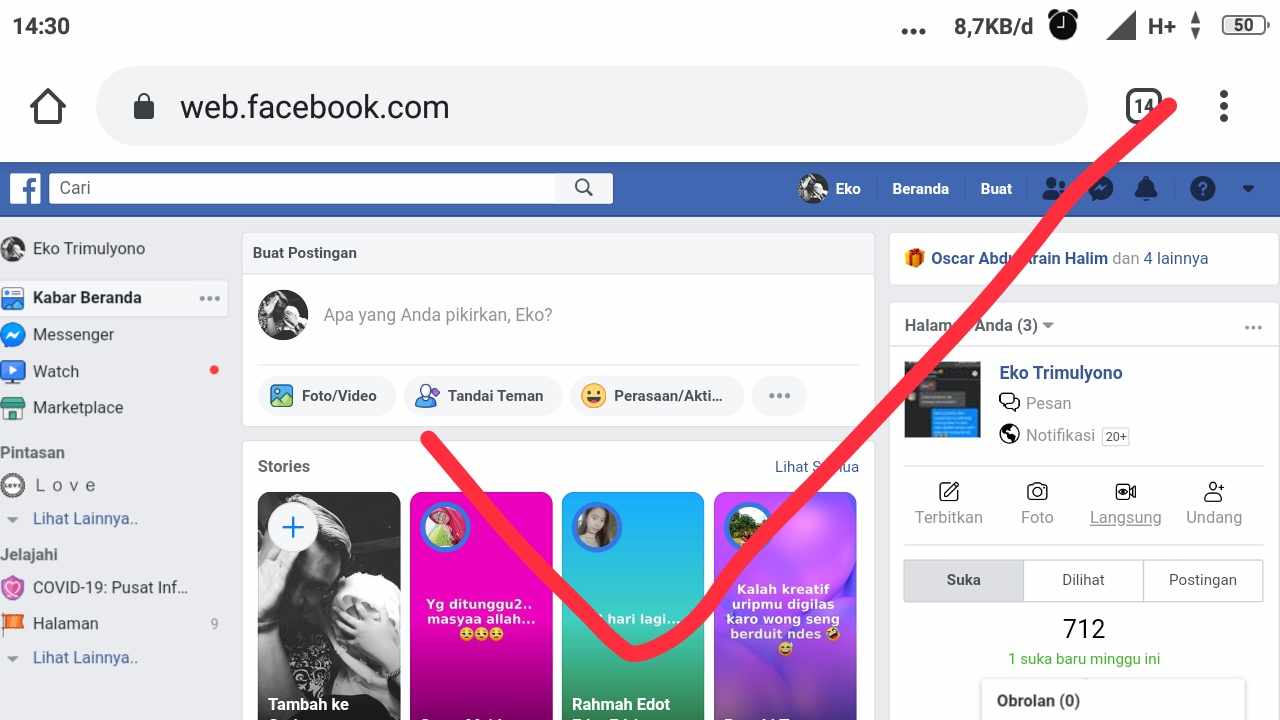 Permintaan pertemanan di fb dihapus