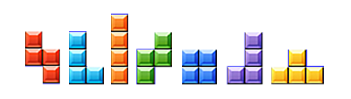 The seven Tetris shapes used in the Tetris game. Each block can be