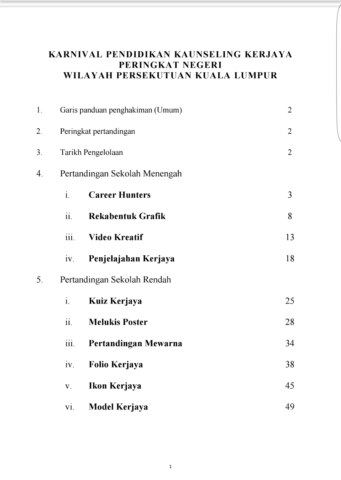 Isi Kandungan Folio Kaunselor Nurhaiza Che Mat Garis Panduan Karnival