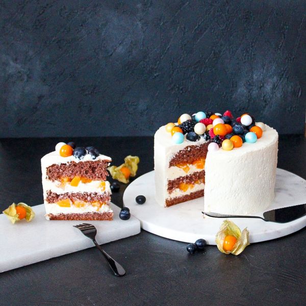 Kleine Pfirsich-Mascarpone-Torte