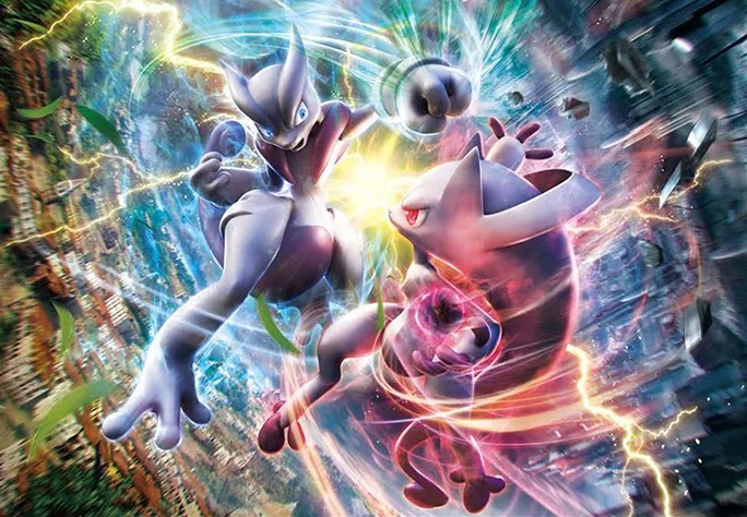 Mundo Pokémon - 150- Mega Mewtwo X (Forma Sombria). Tipo: psíquico/lutador.  Evolução: Estágio Final. Histórico: É um pokémon ainda maior que Mewtwo  Sombrio, com grandes músculos nos braços e pernas. É habilidoso