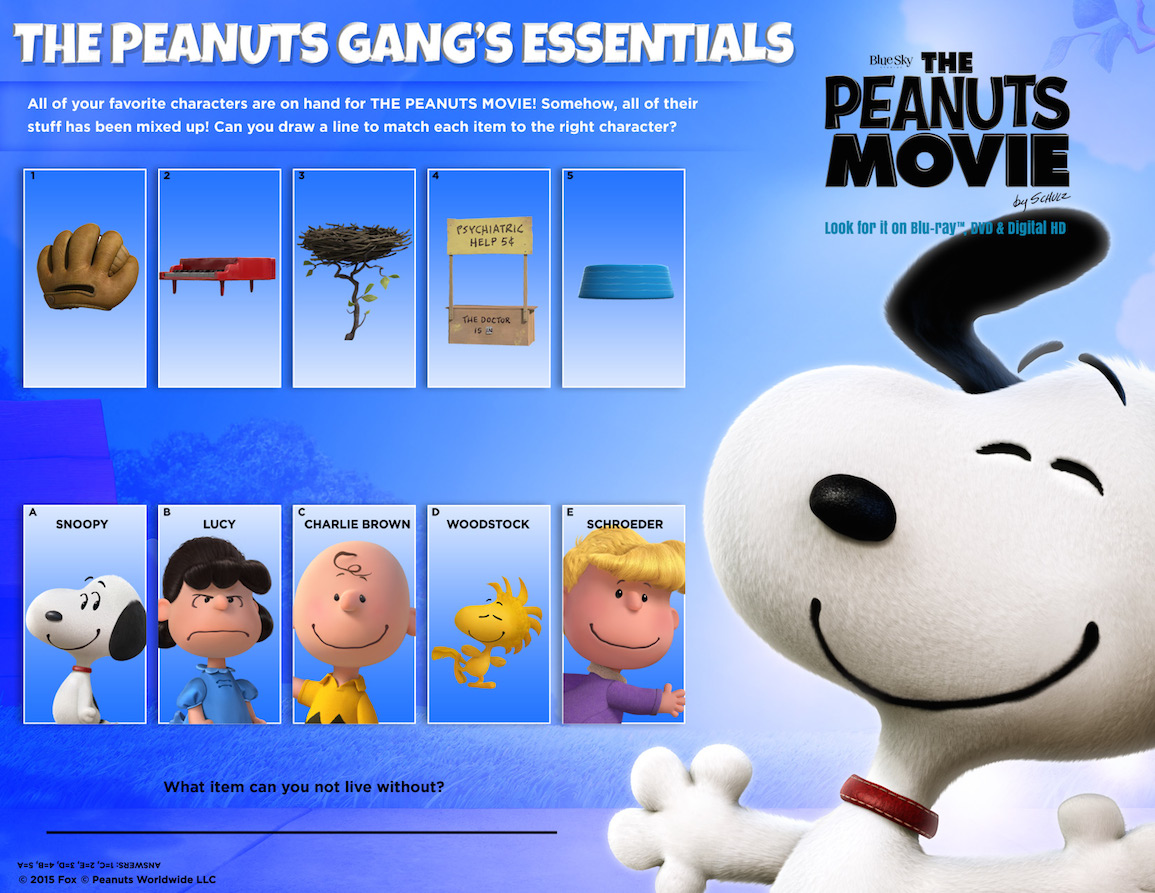 The Peanuts Movie Gift Set Giveaway + Free Printable Activity Sheets