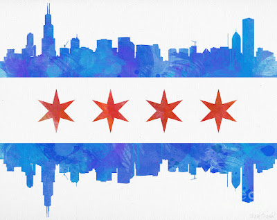 Chicago Flag Watercolor by Mike Maher