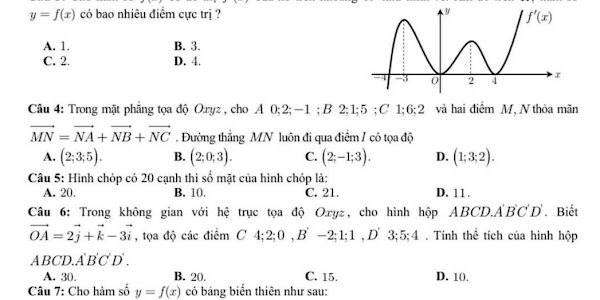 Đề kiểm tra năng lực giáo viên dạy Toán THPT