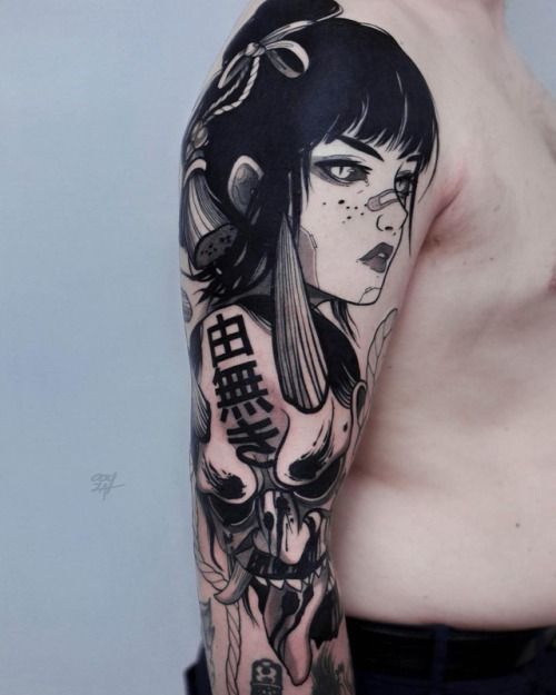 Anime Girl Tattoo on arm