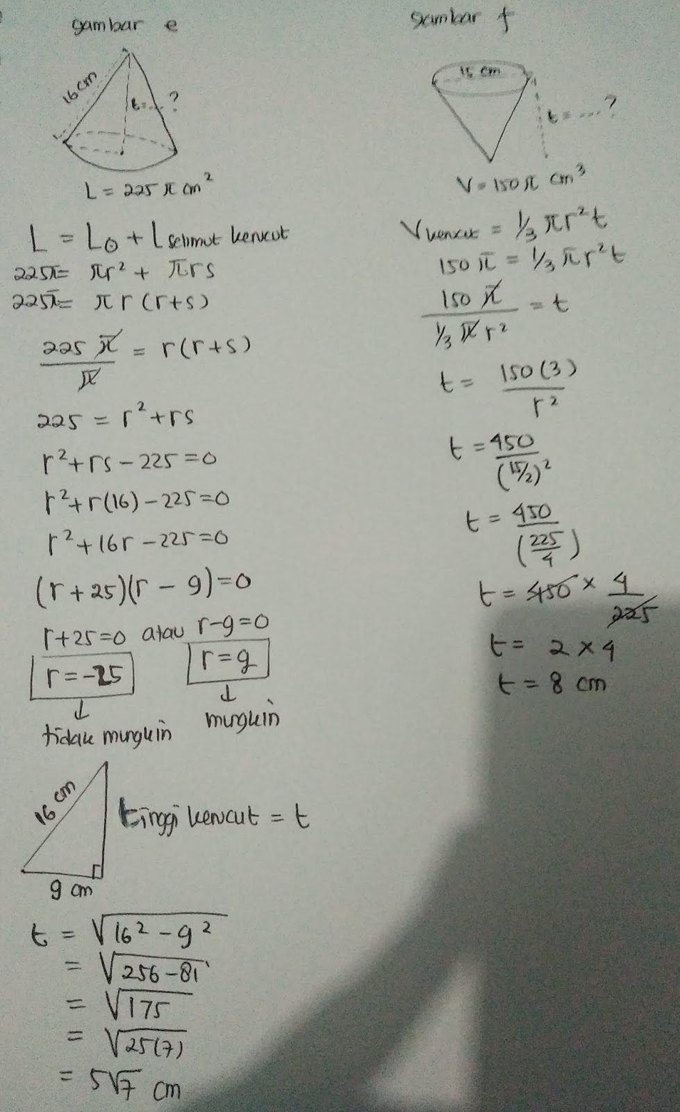 Jawaban Buku Siswa Matematika Kelas 9 Latihan 5 2 Kerucut Hal 293 Pentium Sintesi