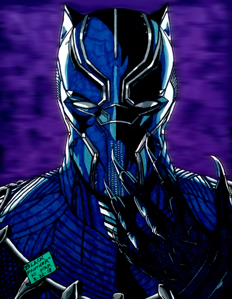 An artwork that I drew of BLACK PANTHER back in 2018. Rest In Peace, Chadwick Boseman.