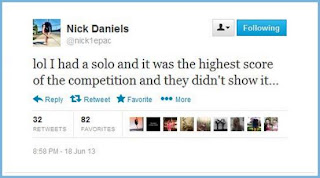 Nick Daniels Twitter about solo being cut