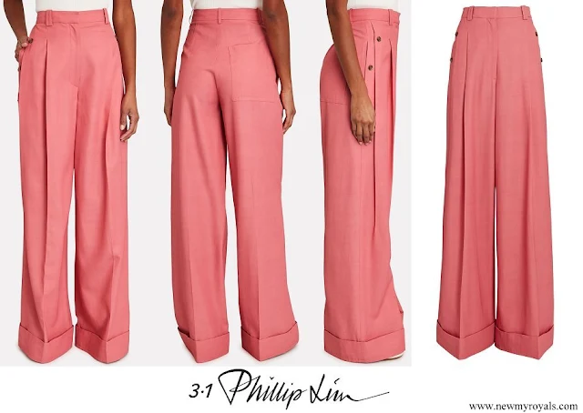 Crown Princess Mary wore 3.1 Phillip Lim flou pleated twill wide-leg pants