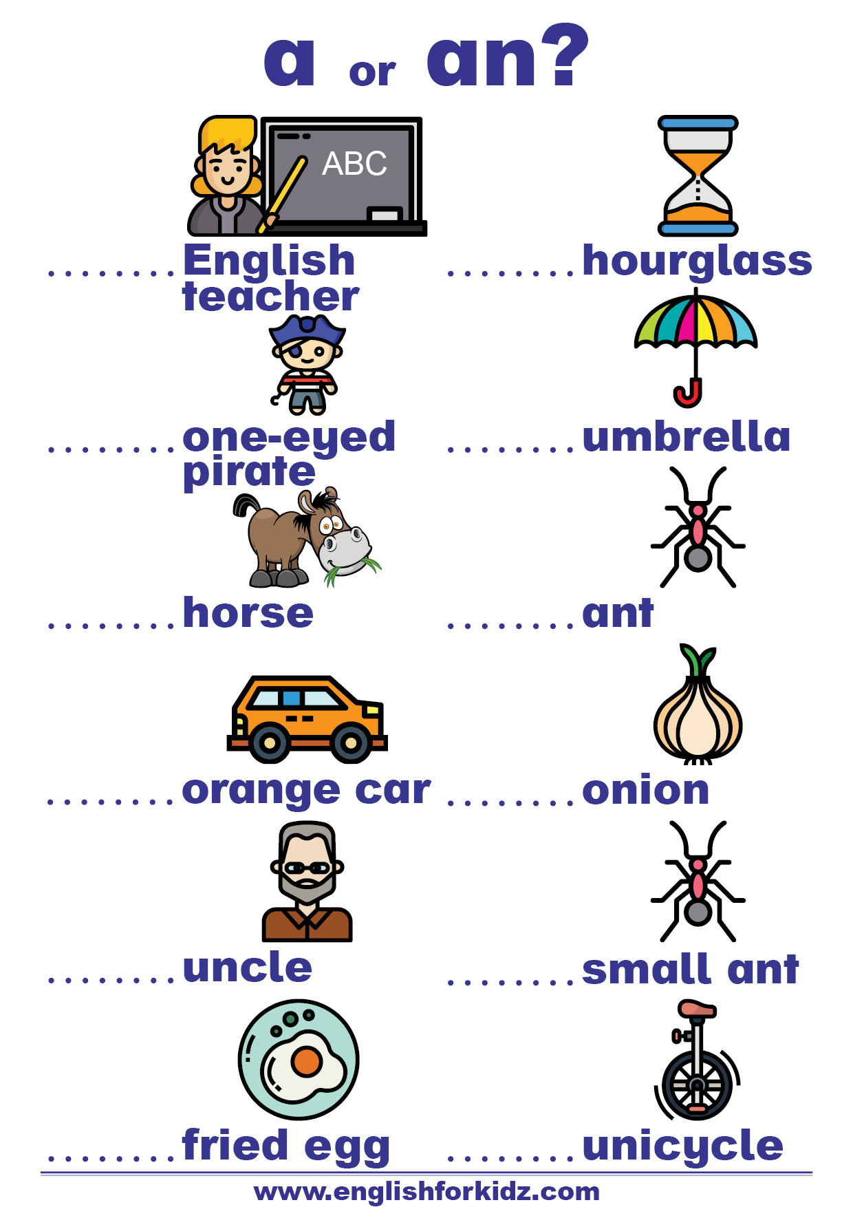 Worksheet 1 8 Indefinite Articles With Modified Nouns