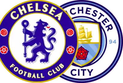 Análisis pronóstico Chelsea vs Manchester City 3-1-21 escudos chelsea y manchester city