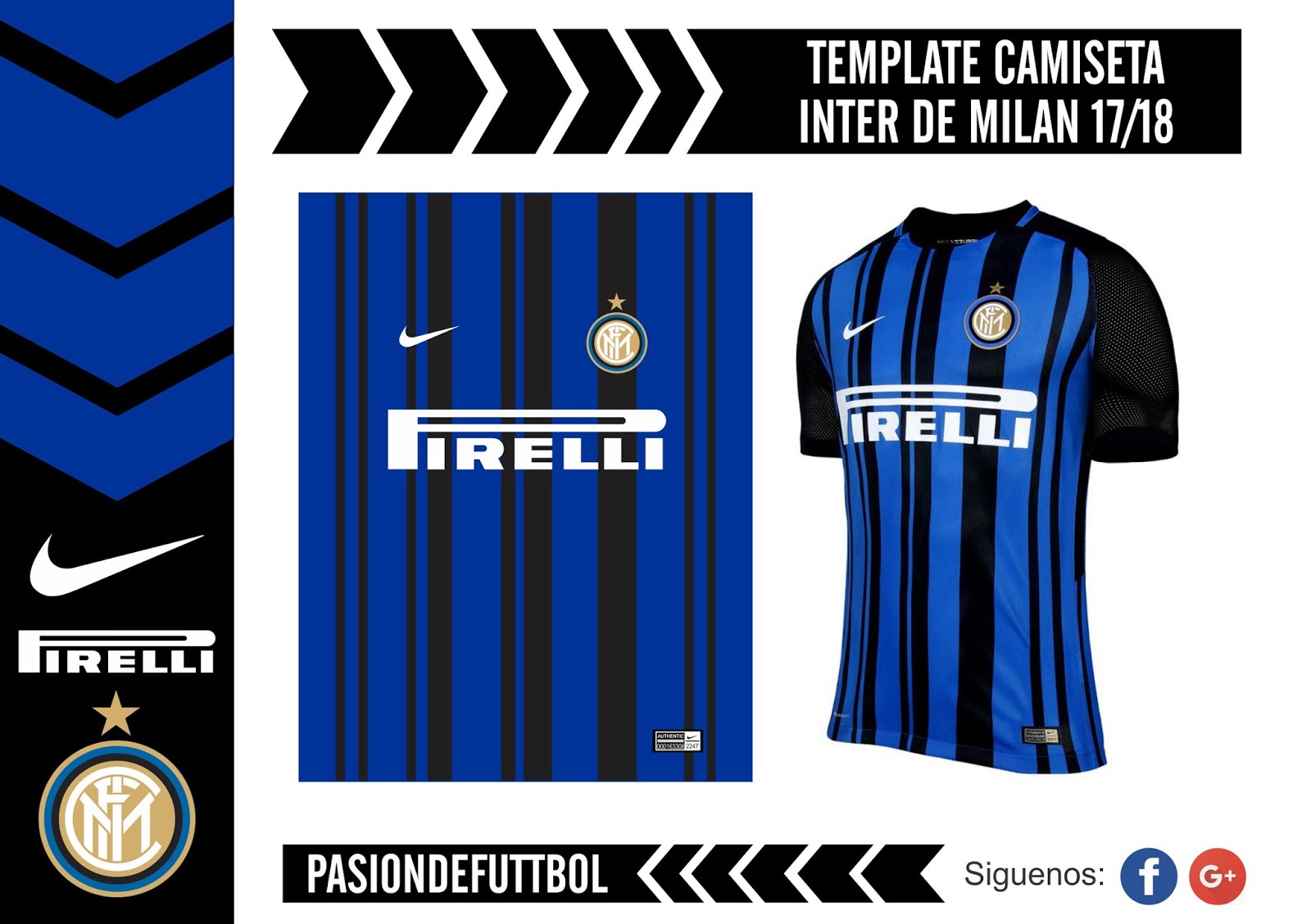 Diseños, Vectores y Templates para Camisetas de Futbol: TEMPLATE CAMISETA INTER DE MILAN 2017/2018