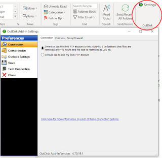 Location of OutDisk SFTP Settings button and connection properties.