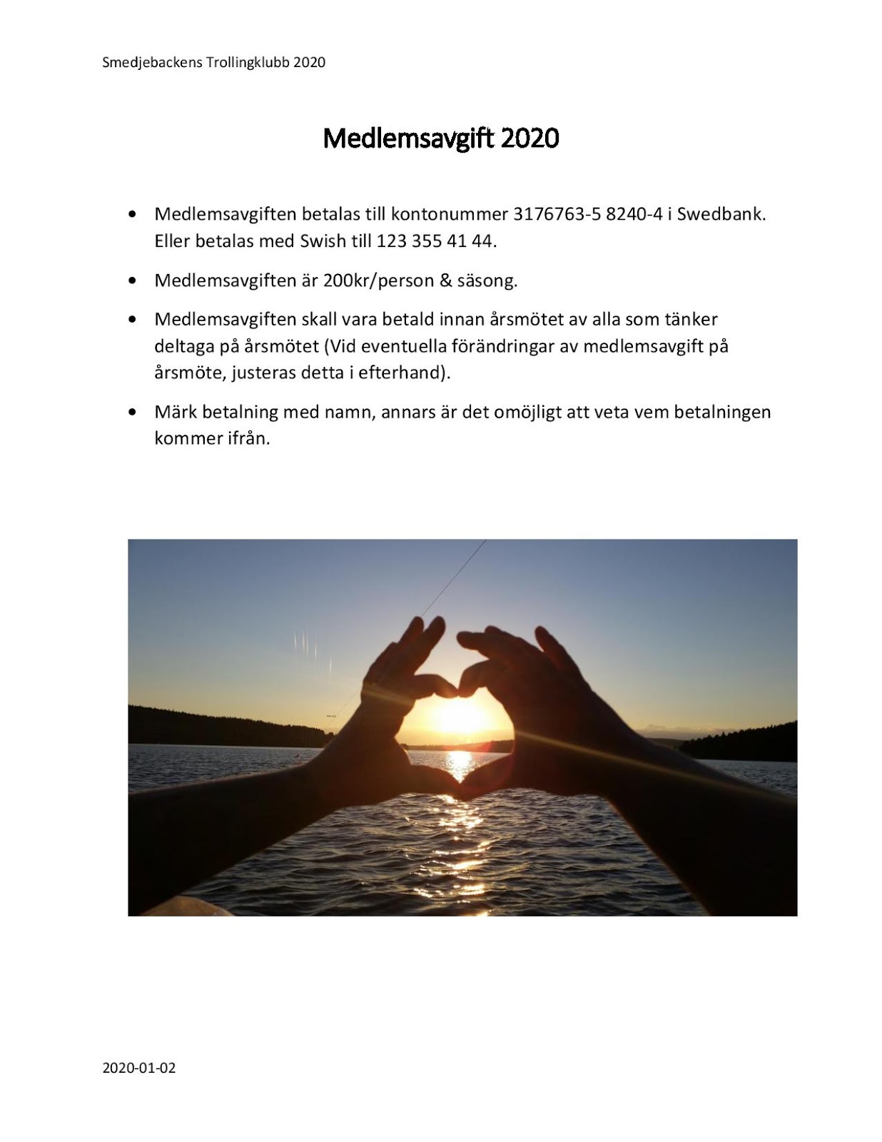 Smedjebackens Trollingklubb Medlemsavgift 2019