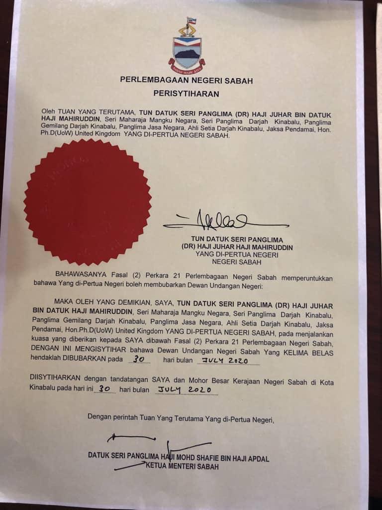 Sah Dun Sabah Bubar Kuatkuasa Hari Ini Tun Carlos