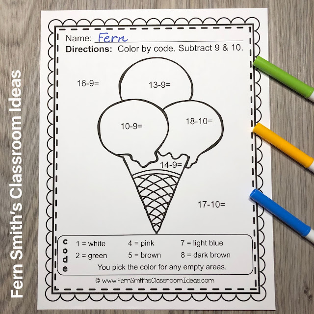 Click Here for the Color By Number Addition, Subtraction, Multiplication, and Division Beach Vacation Fun Printable Worksheets Resource BUNDLE.