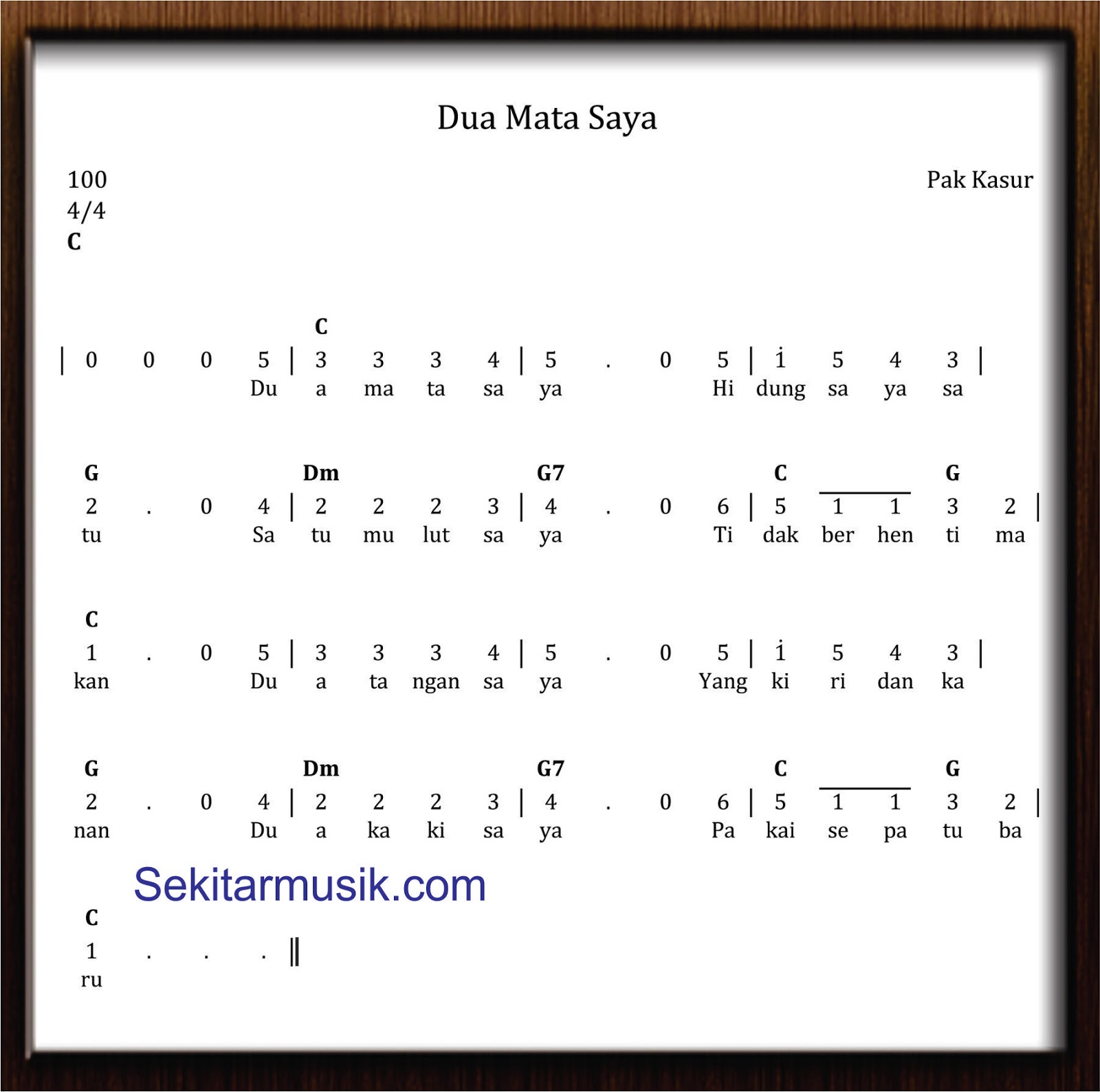 Not Angka Dua Mata Saya - SEKITAR MUSIK