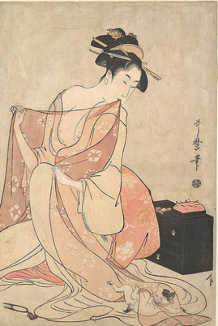 Kitagawa Utamaro (Japanese, 1753-1806). A Woman and a Cat, ca. 1793-94. Edo period (1615-1868), Japan. The Metropolitan Museum of Art, New York