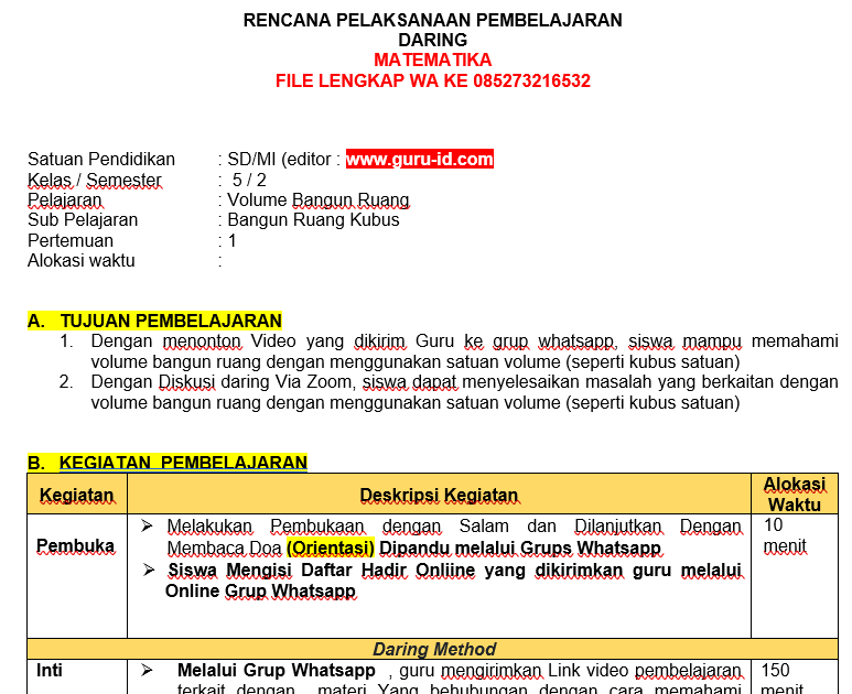 Materi daring matematika kelas 7 semester 1