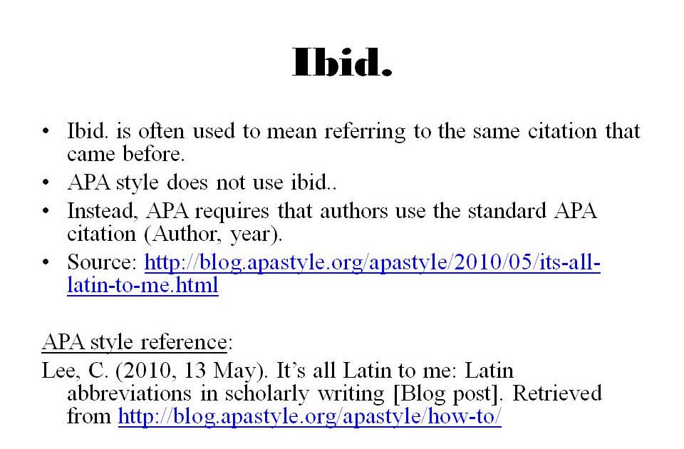 How To Cite Ibid In Harvard