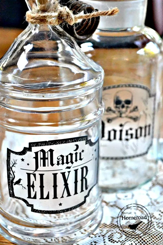 Elixir Bottles saying Magic Elixir and Poison