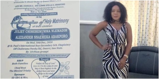 R.I.P Juliet Nlemadim: A Nigerian lady died days before her wedding