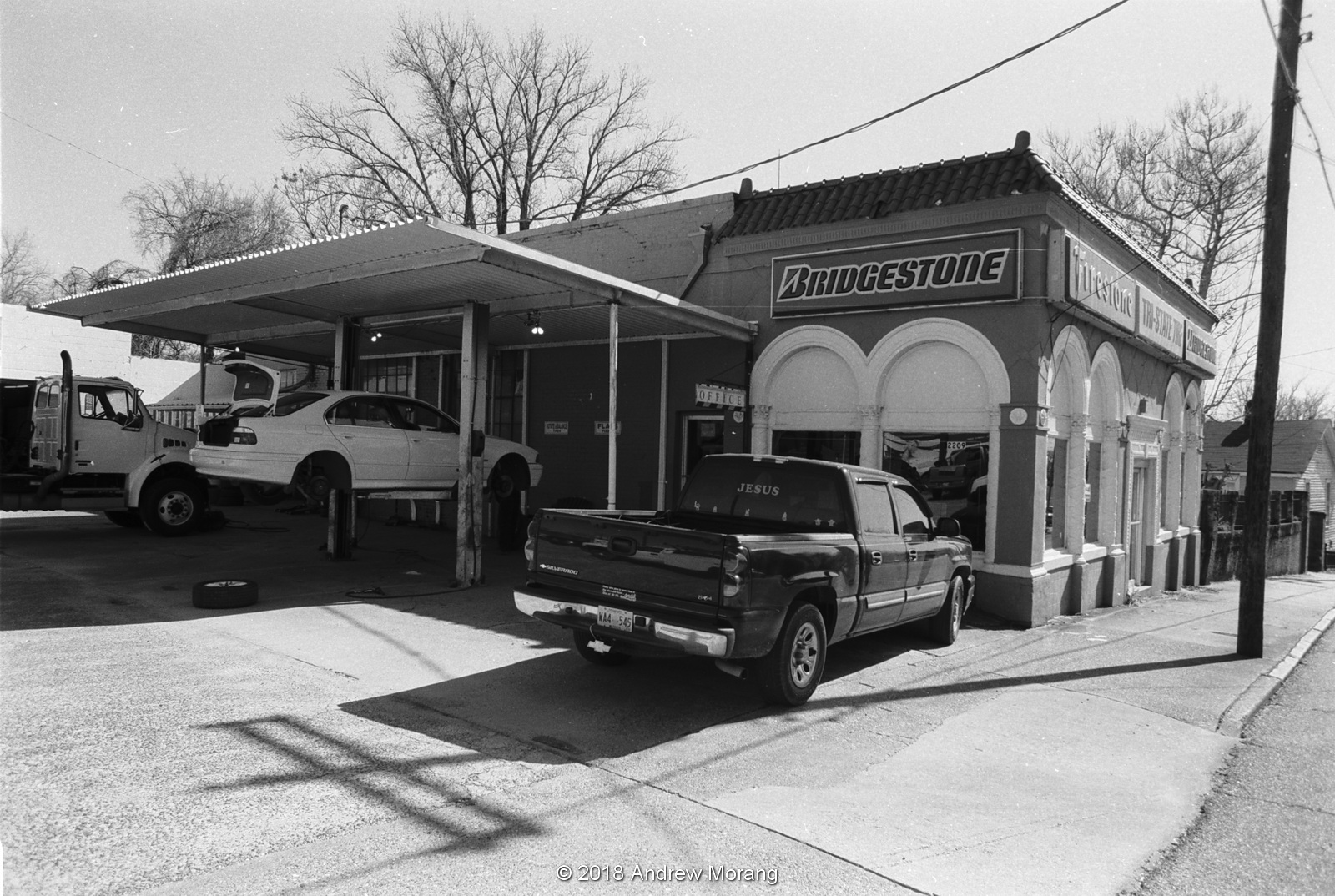 Urban Decay Vicksburg's SealeLily Ice Cream Parlor and Tire Emporium (B&W film)