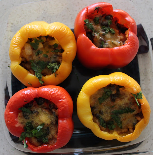 Stuffed Peppers with Black Beans and Farro | A Hoppy Medium