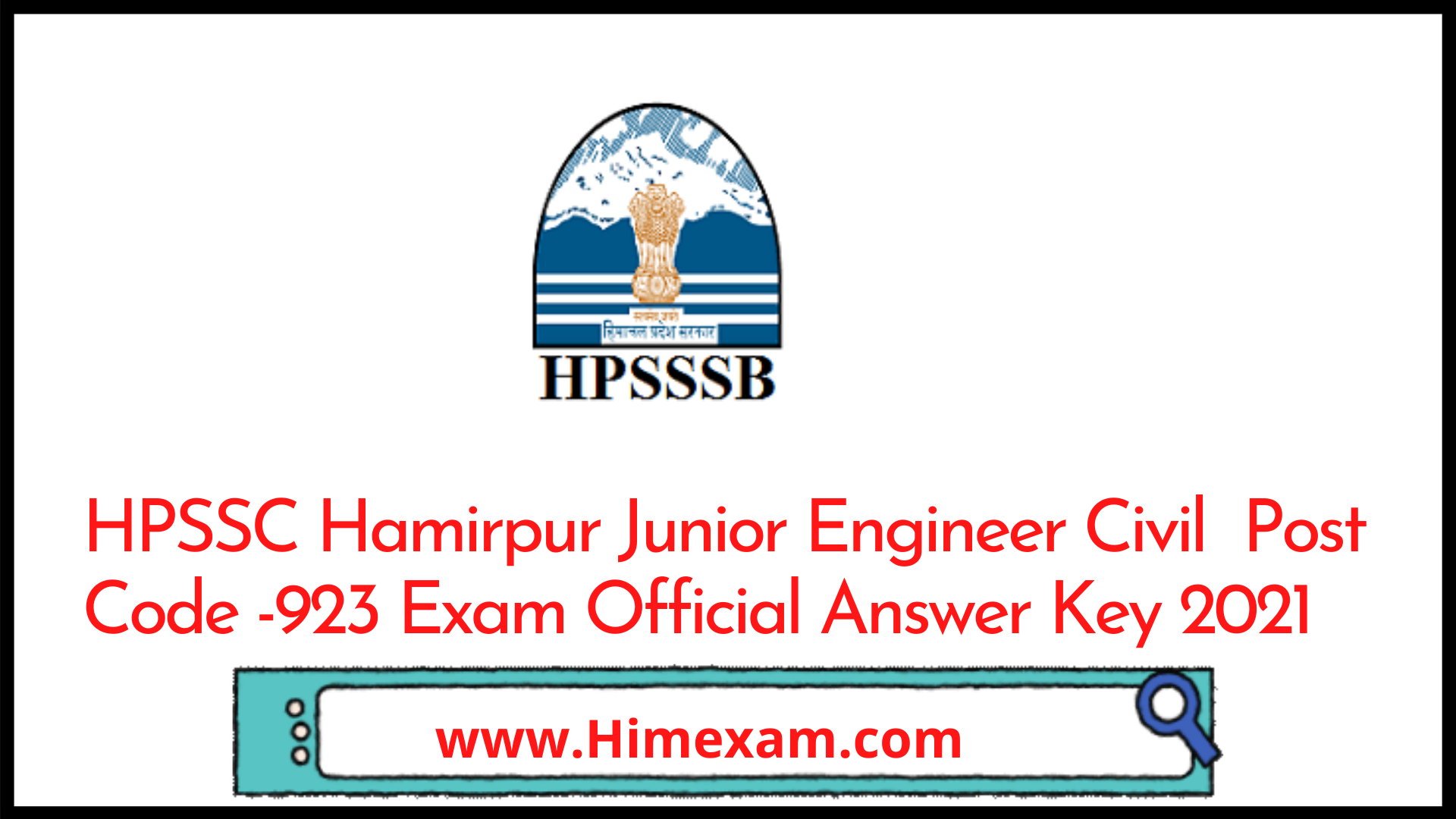HPSSC Hamirpur Junior Engineer Civil  Post Code -923 Exam Official Answer Key 2021