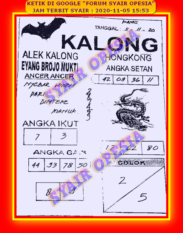 Kode Syair Opesia Ws Hk Hari Ini