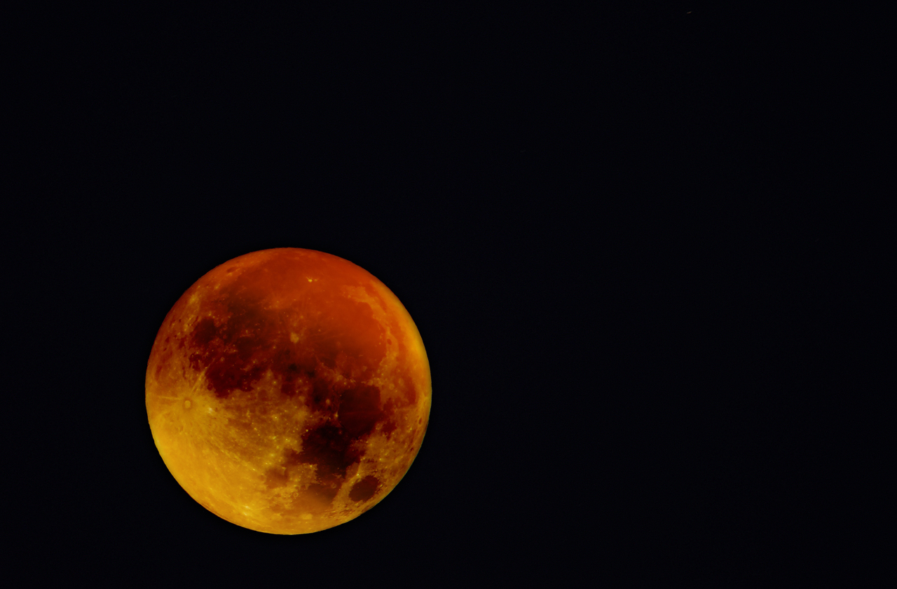 Jozef van der Heijden - Natuurfotografie: Bloedrode maan aan een