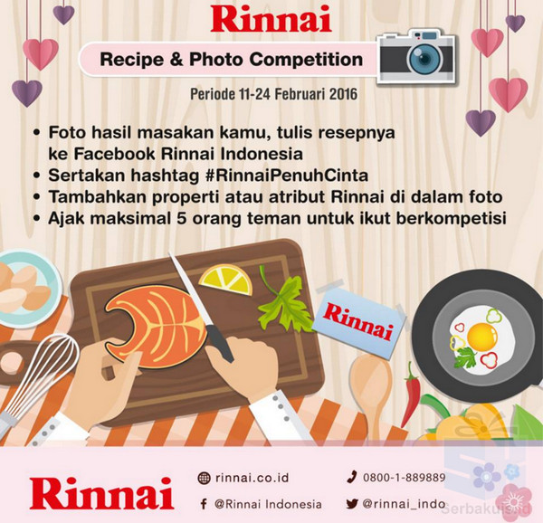 Kontes Resep Cinta Rinnai Berhadiah 5 Kompor RI-150CC Kontes Resep Cinta Rinnai Berhadiah 5 Kompor RI-150CC