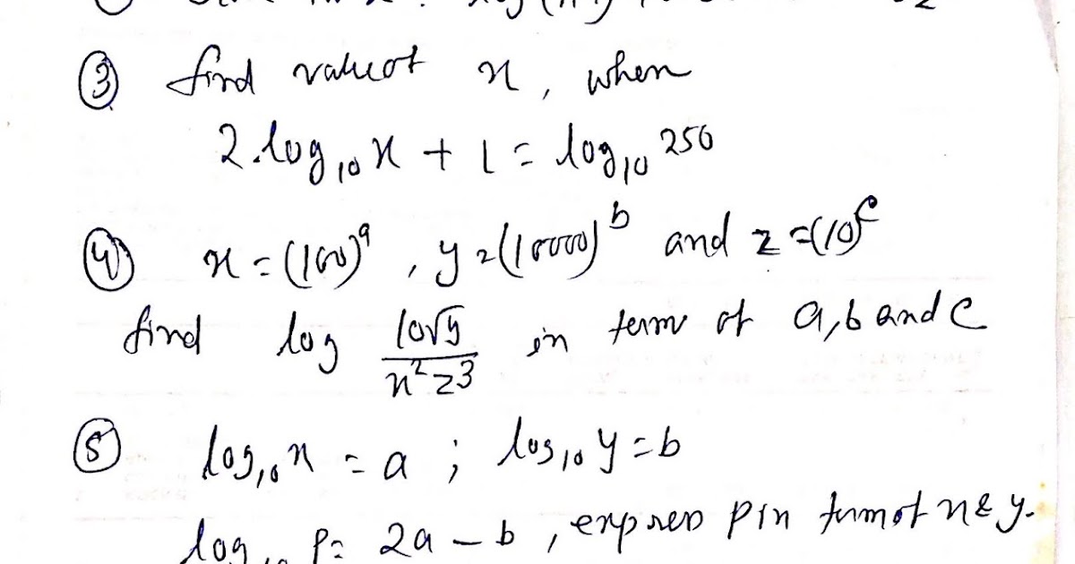 Update ANS Class 9 Logarithm Important Question set 1