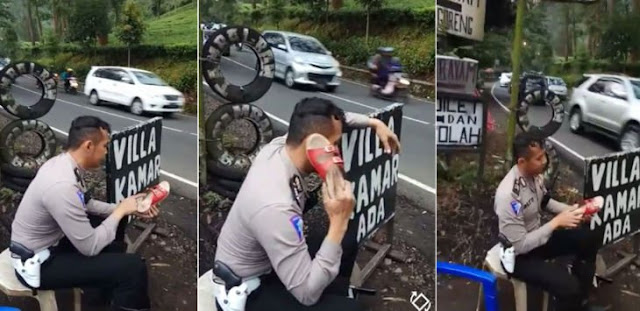 Sedih Tak Bisa Lebaran Bersama Ibu, Polisi Ini Malah Curhat ke Sandal Wanita, Tak Disangka...
