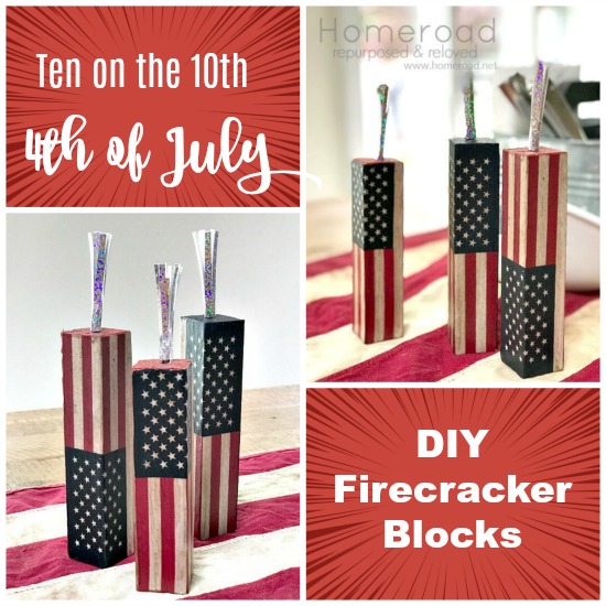 DIY Decoupaged Summer Firecracker Blocks