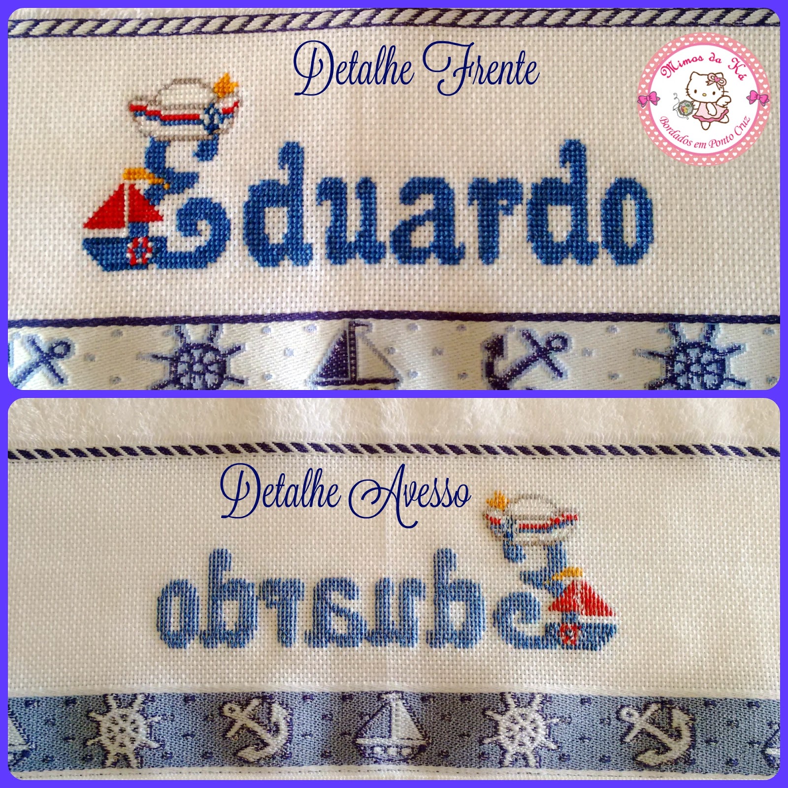 Mimos da Ká - Bordados em Ponto Cruz: Toalha de banho Infantil bordada