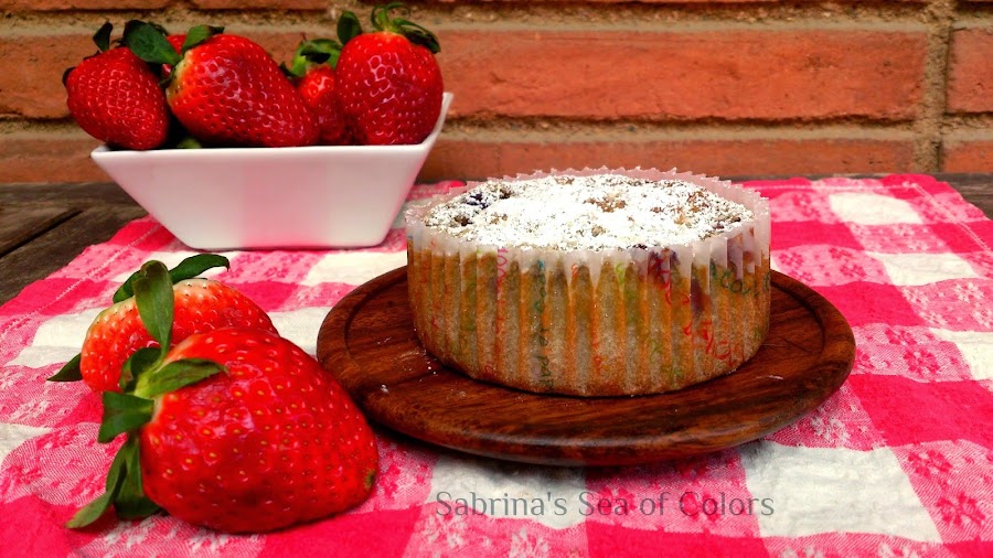 Muffin de fresas al vino tinto