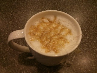 chai tea misto with coconut milk and caramel drizzle