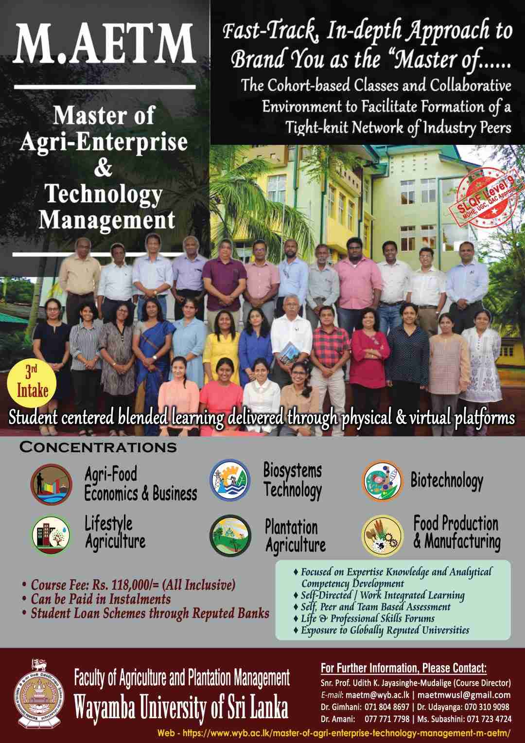 Master of Agri-Enterprise & Technology Management (M.AETM) 2021