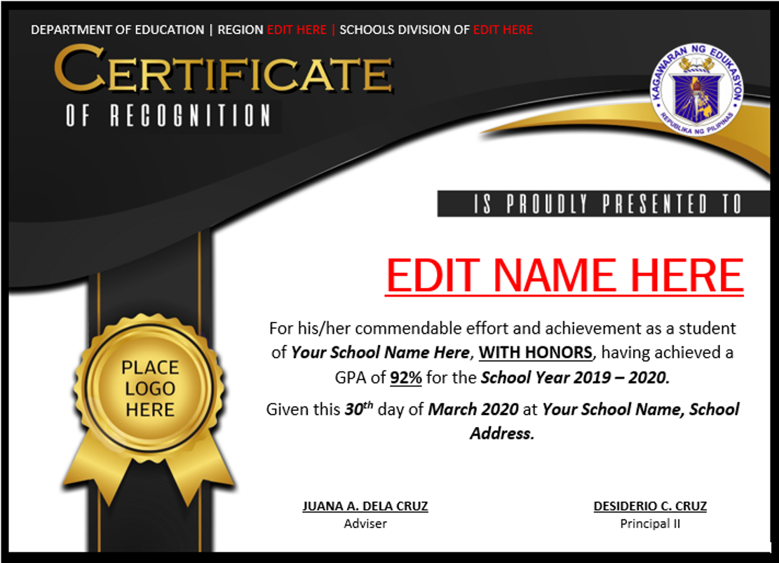 deped-cert-of-recognition-template-recognition-certificate-electro