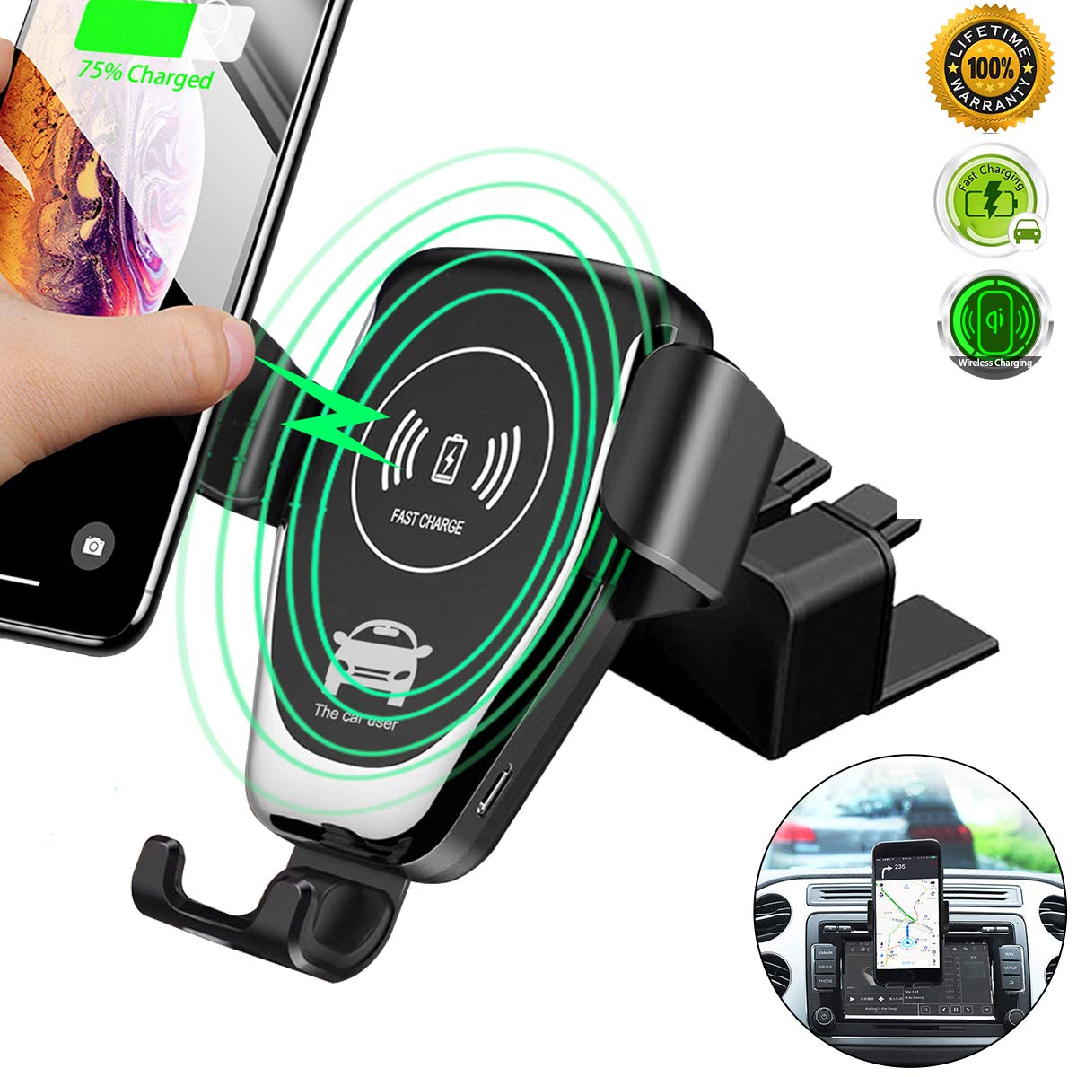 Simplicility is beauty Wireless Car Charger CD Mount
