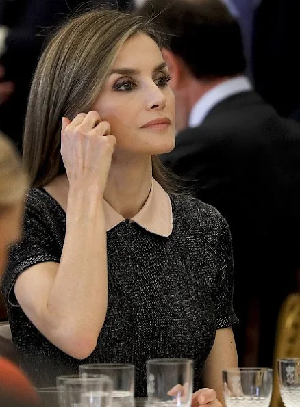 Queen Letizia style HUGO BOSS Bespoke Leather Handbag, COOLOOK Hera Earrings, MAGRIT Shoes