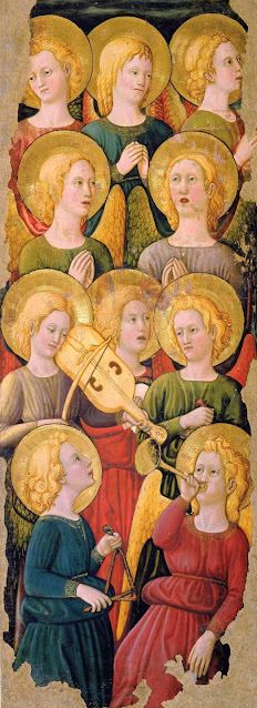 Coro di angeli musicanti  1435-1440 Paolo di Stefano Badaloni detto Paolo Schiavo  Museo della Basilica di Santa Maria delle Grazie San Giovanni Valdarno Arezzo