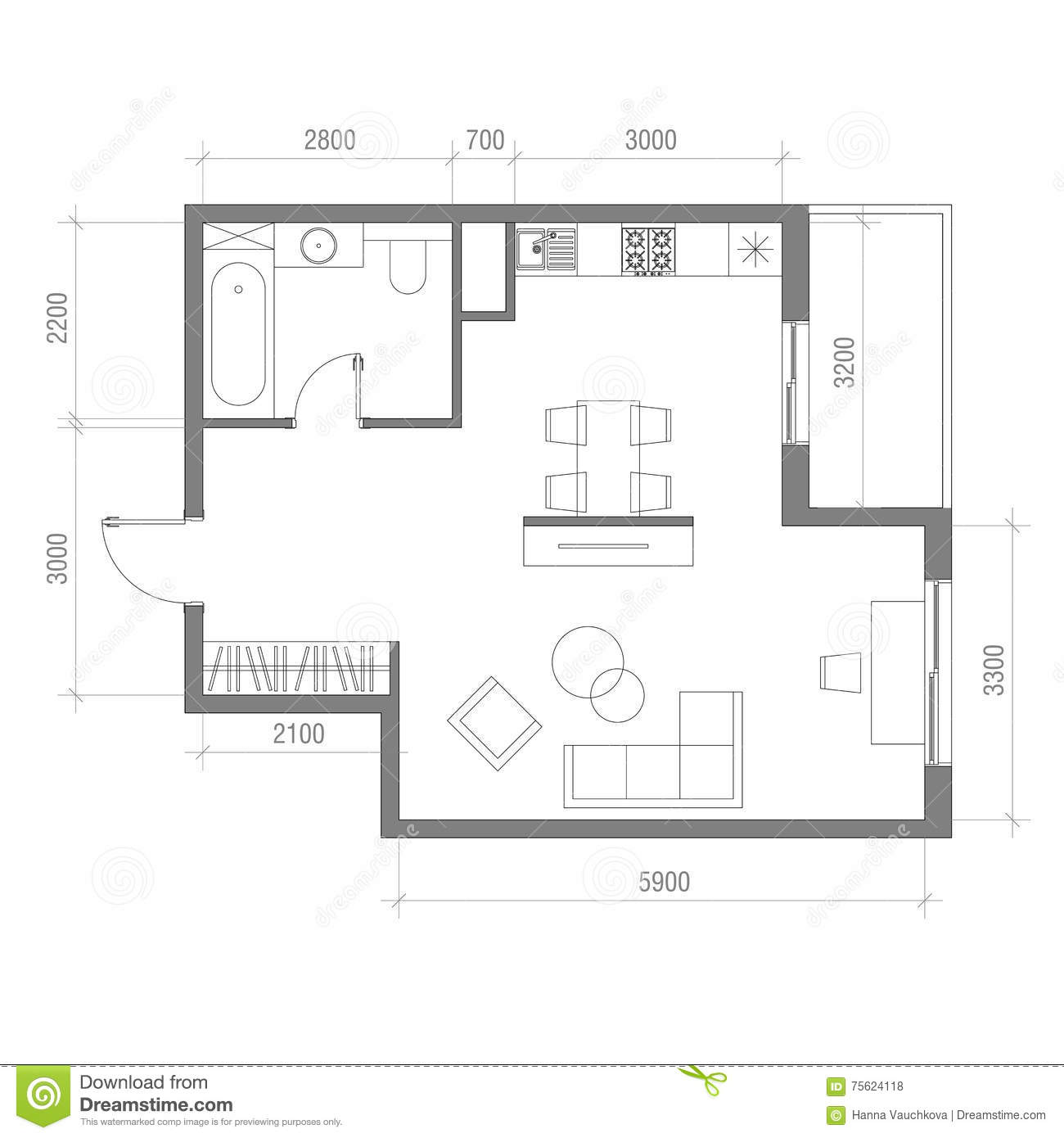 Floor Plan With Dimensions Bathroom and Garden