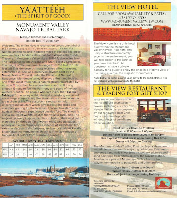 Monument Valley Navajo Tribal Park Brochure with Map of Valley Drive