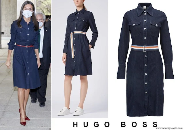 Queen Letizia wore Hugo Boss Caddli Stretch Denim Dress