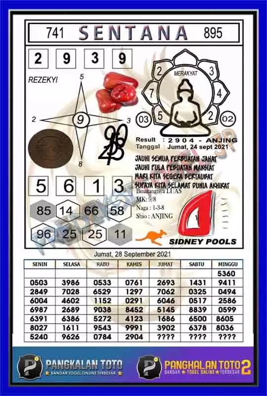Syair Sentana SDY 24 September 2021